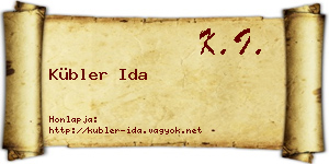 Kübler Ida névjegykártya